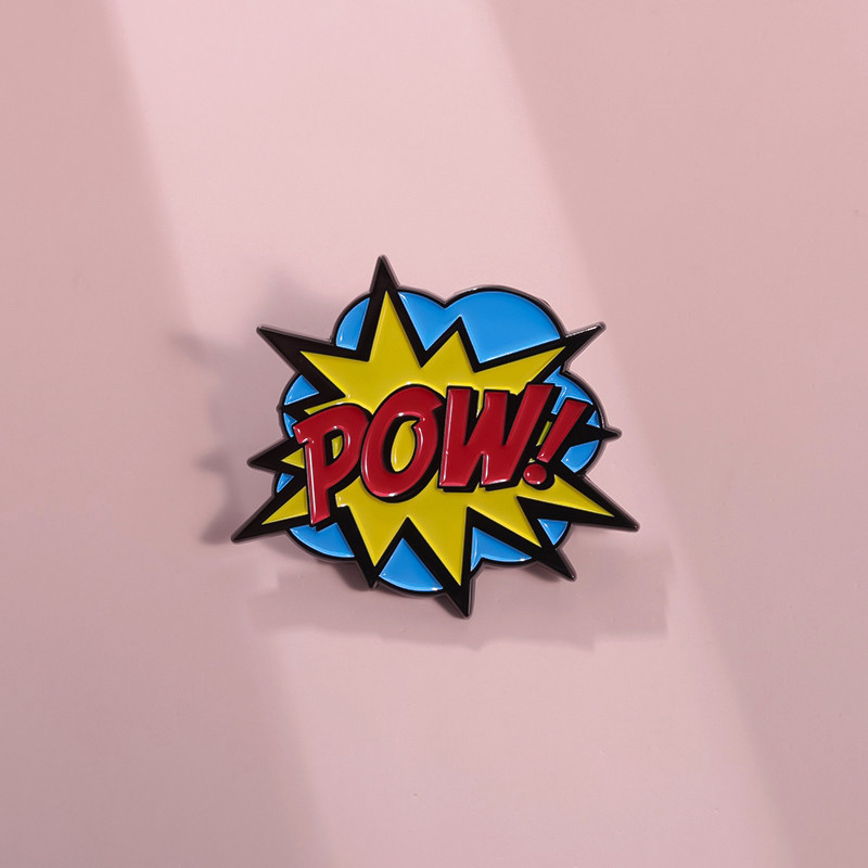 เข็มกลัด รูปการ์ตูน Pow Texts Enamel Pins ตลก สําหรับตกแต่งเสื้อผ้า กระเป๋าเป้สะพายหลัง