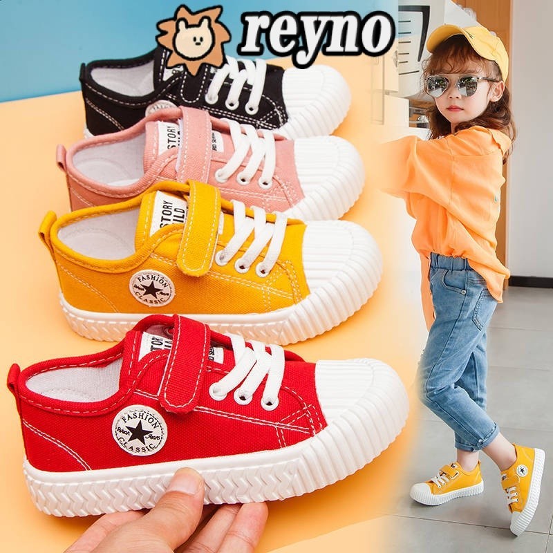 Reyno รองเท้าผ้าใบลําลอง พื้นนิ่ม กันลื่น ระบายอากาศได้ดี แฟชั่นฤดูใบไม้ผลิ และฤดูใบไม้ร่วง สําหรับเด็กผู้หญิง และเด็กผู้ชาย 2024