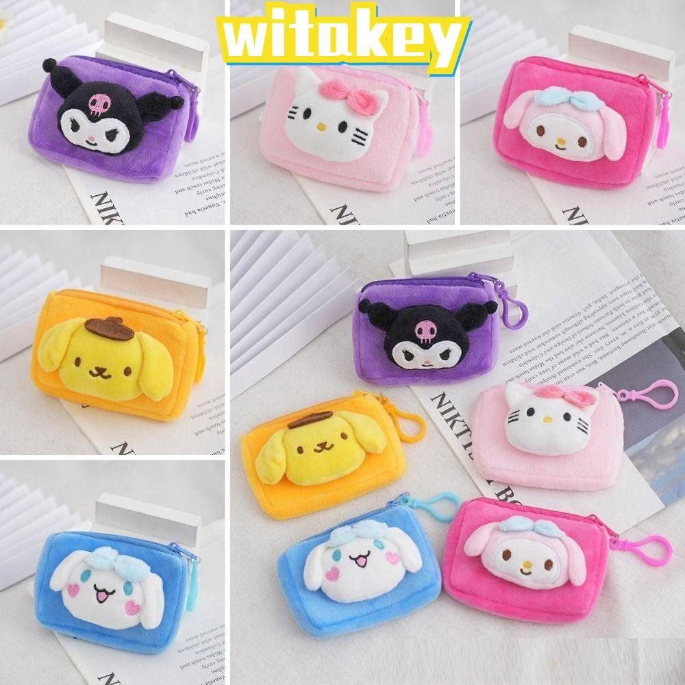 Witakey กระเป๋าใส่เหรียญ พวงกุญแจ ทรงสี่เหลี่ยม ลายการ์ตูนคิตตี้น่ารัก 1 ชิ้น