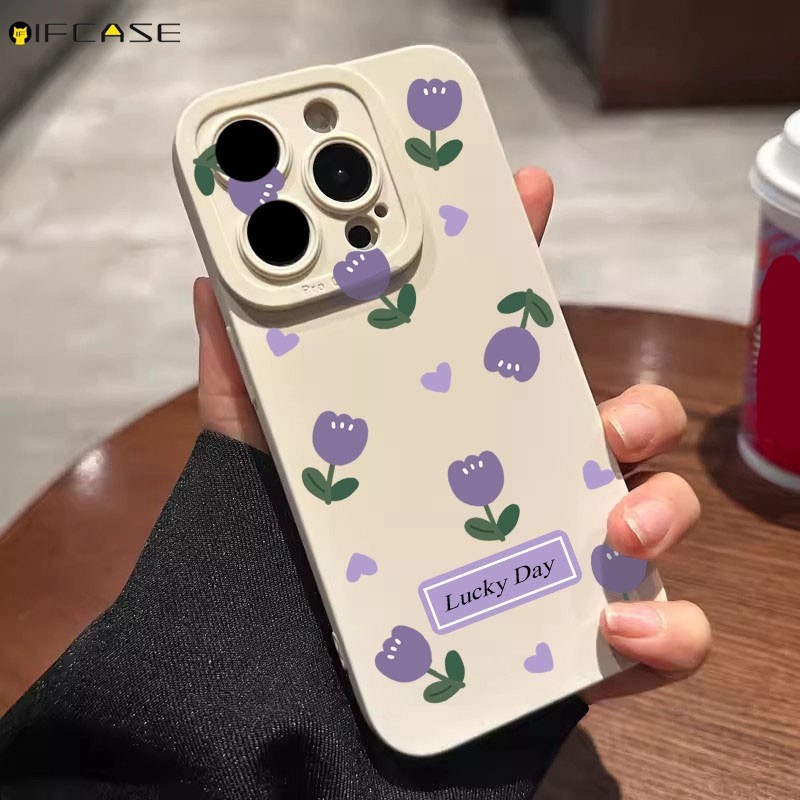 เคสโทรศัพท์มือถือ ซิลิโคนนุ่ม ผิวด้าน ลายดอกทิวลิป สีม่วง ดอกไม้ ฉลากจุด สีขาว เรียบง่าย สําหรับ Samsung Galaxy S10 S9 S8 Plus Lite S10+ S10e S9+ S8+