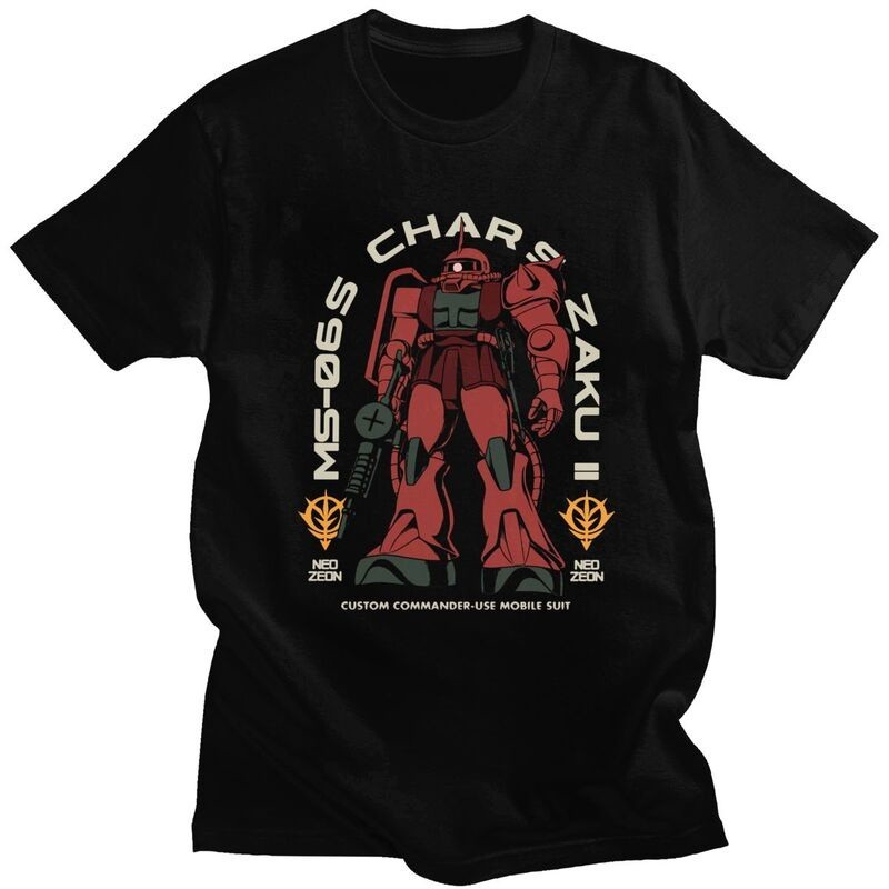 T-Shirtใหม่ เสื้อยืดลําลอง แขนสั้น พิมพ์ลาย Gundam Char'S Zaku สไตล์วินเทจ แฟชั่นสําหรับผู้ชาย S-5XL