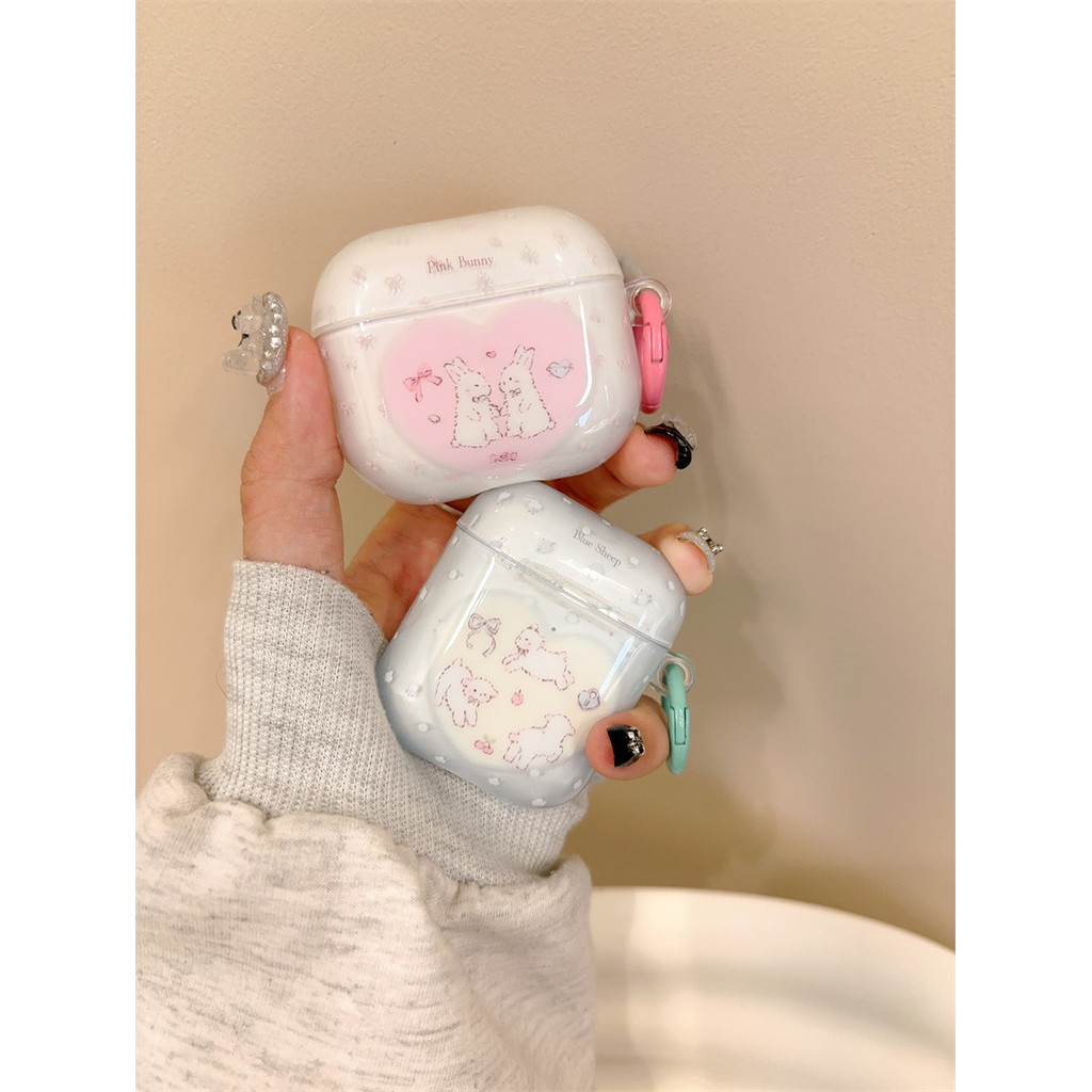 รักกระต่ายสําหรับ Airpods4 Airpods1/2 3 Pro Pro2 ชุดหูฟังไร้สายบลูทูธป้องกันกรณี AirPodsPro peo2 3 4 หูฟังป้องกันกรณี