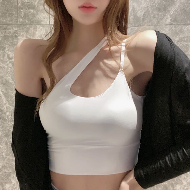 [LININ] Camisole ผ้าไหมน้ําแข็งสวยกลับ Halter คอ Bottoming เสื้อกั๊กผู้หญิงเสื้อกั๊กด้านใน Light Obl