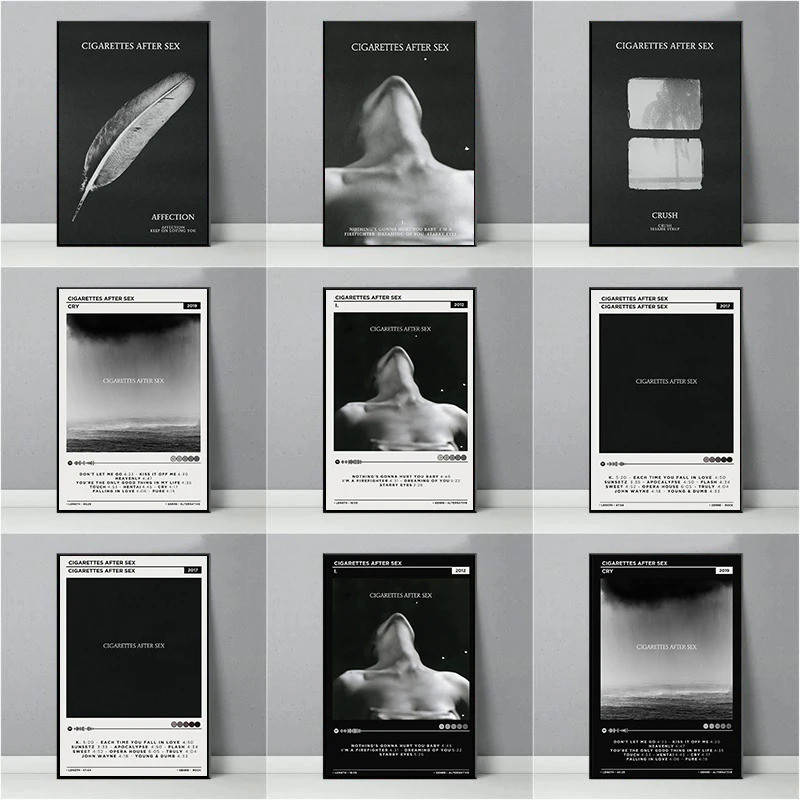 บุหรี่นักร้องวงดนตรี สีดําและสีขาว After Sex 'I.' โปสเตอร์ผ้าใบ อัลบั้มเพลงครัชท์ สําหรับตกแต่งผนังบ้าน ห้อง 1TXA