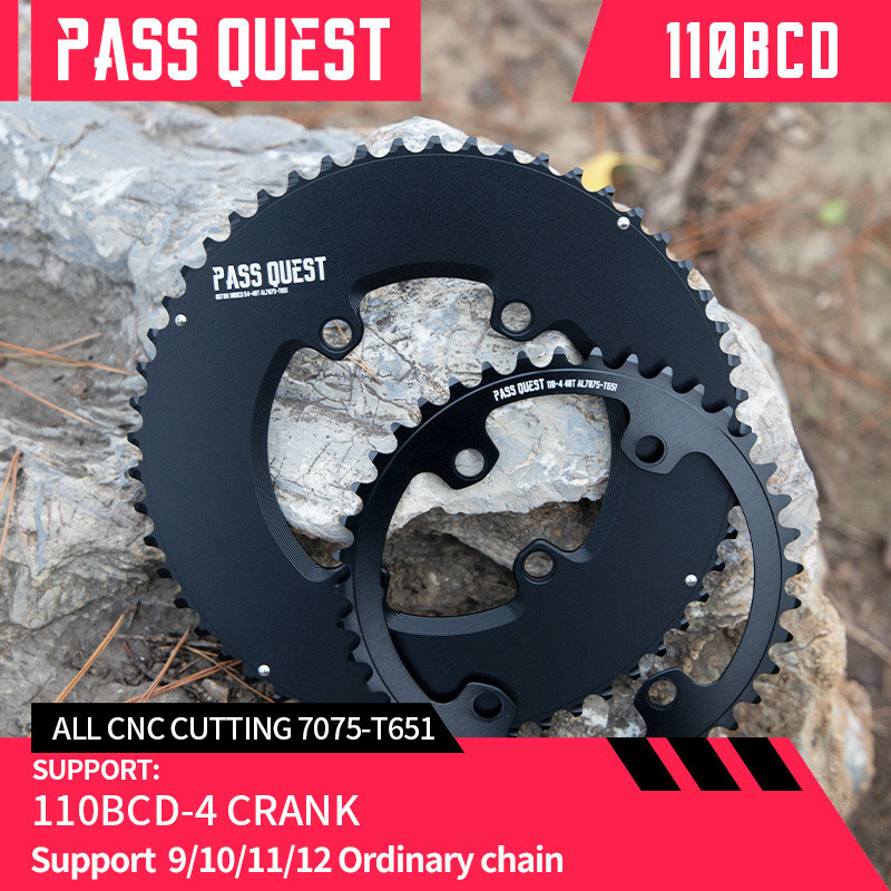 PASS QUEST ROTOR 110BCD 2X Sprocket AERO ชุดเพลาข้อเหวี่ยงสำหรับจักรยานเสือหมอบและจักรยานกรวด