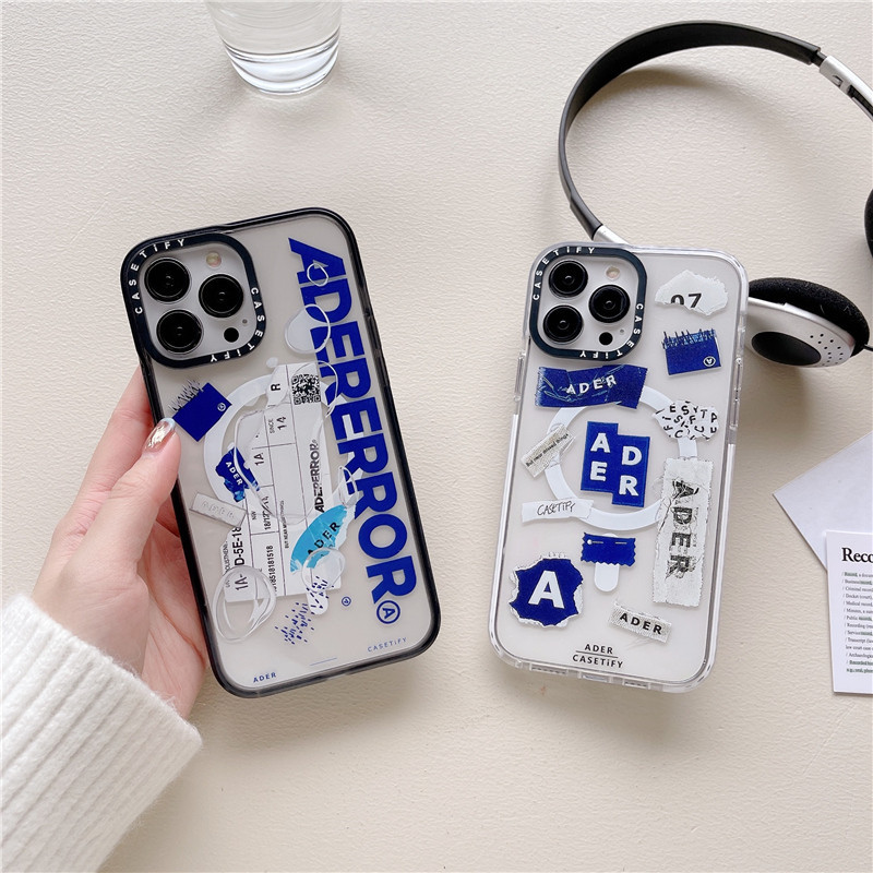 Casetify 【ฉลาก ADER สีฟ้า】เคสโทรศัพท์มือถืออะคริลิค กันกระแทก สําหรับ iPhone 15 Pro MAX 15 Plus
