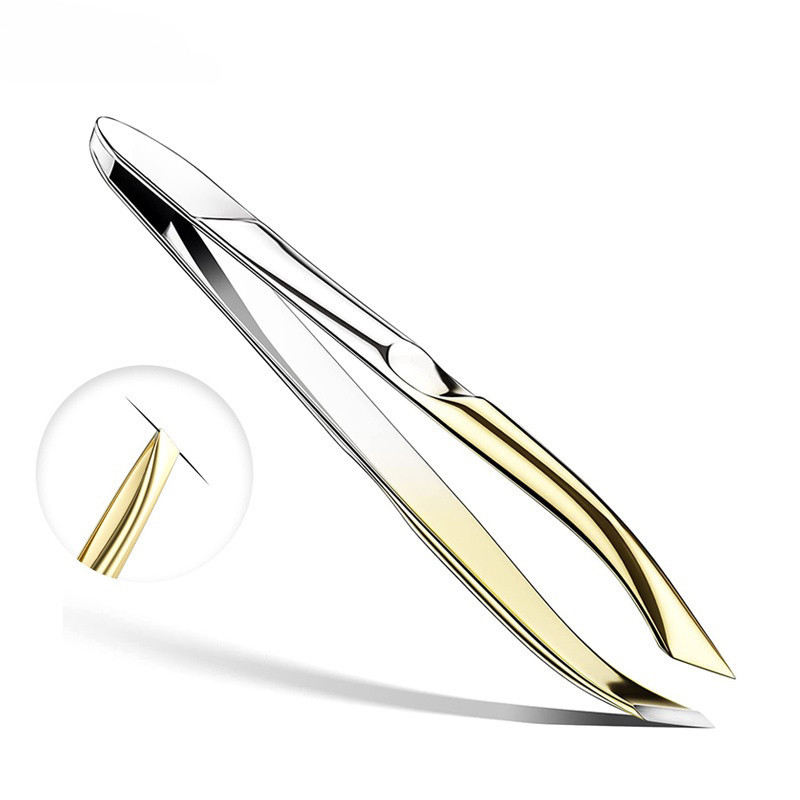 แหนบสเตนเลส สีทอง แหนบถอนขนคิ้ว กําจัดขนตา เครื่องมือแต่งหน้า