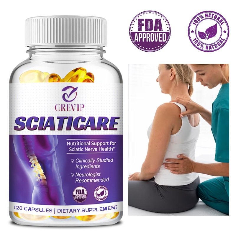 Grevip SCIATICARE Nerve Soothing อาหารเสริมวิตามิน 40x Strength Non-Synthetic Lipoic Acid ( ALA ) - Lower Back Sciatic Nerve, Hips, Thighs, Calf & Feet Health Support
