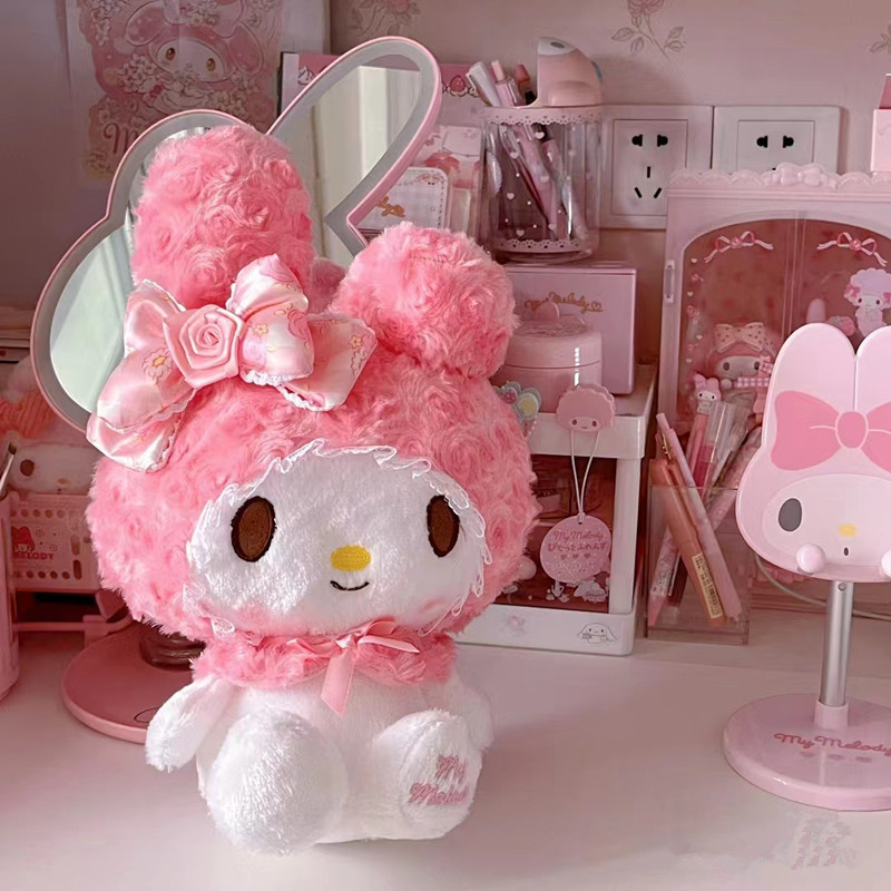 SANRIO 30 ซม.Sanrio Rose My Melody การ ์ ตูนอะนิเมะตุ ๊ กตาสัตว ์ ตุ ๊ กตานุ ่ มตุ ๊ กตา Companion ของเล ่ นเด ็ กของขวัญวันเกิด
