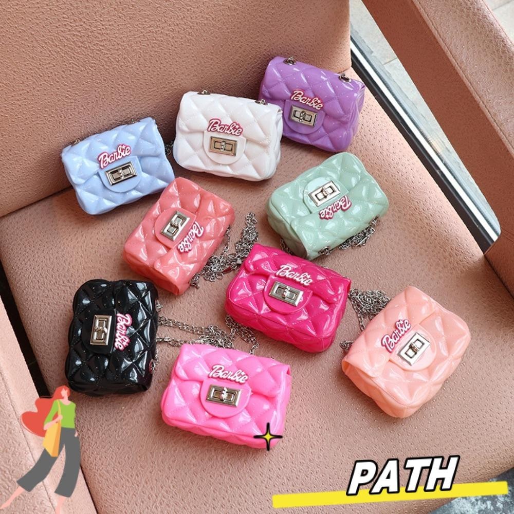 Path กระเป ๋ าสะพายไหล ่ , Jelly Pink Phone Bag, Cute Diamond Grid Pattern Mini Messenger Bag Holiday Gift
