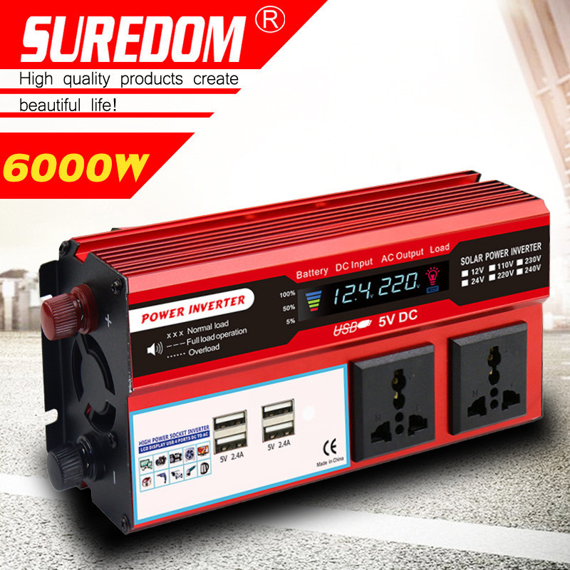 ส่งจากกรุงเทพ  อินเวอร์เตอร์ 6000W inverter pure sine wave inverter 12v to 220v แปลงไฟ รถยนต์ หม้อแป