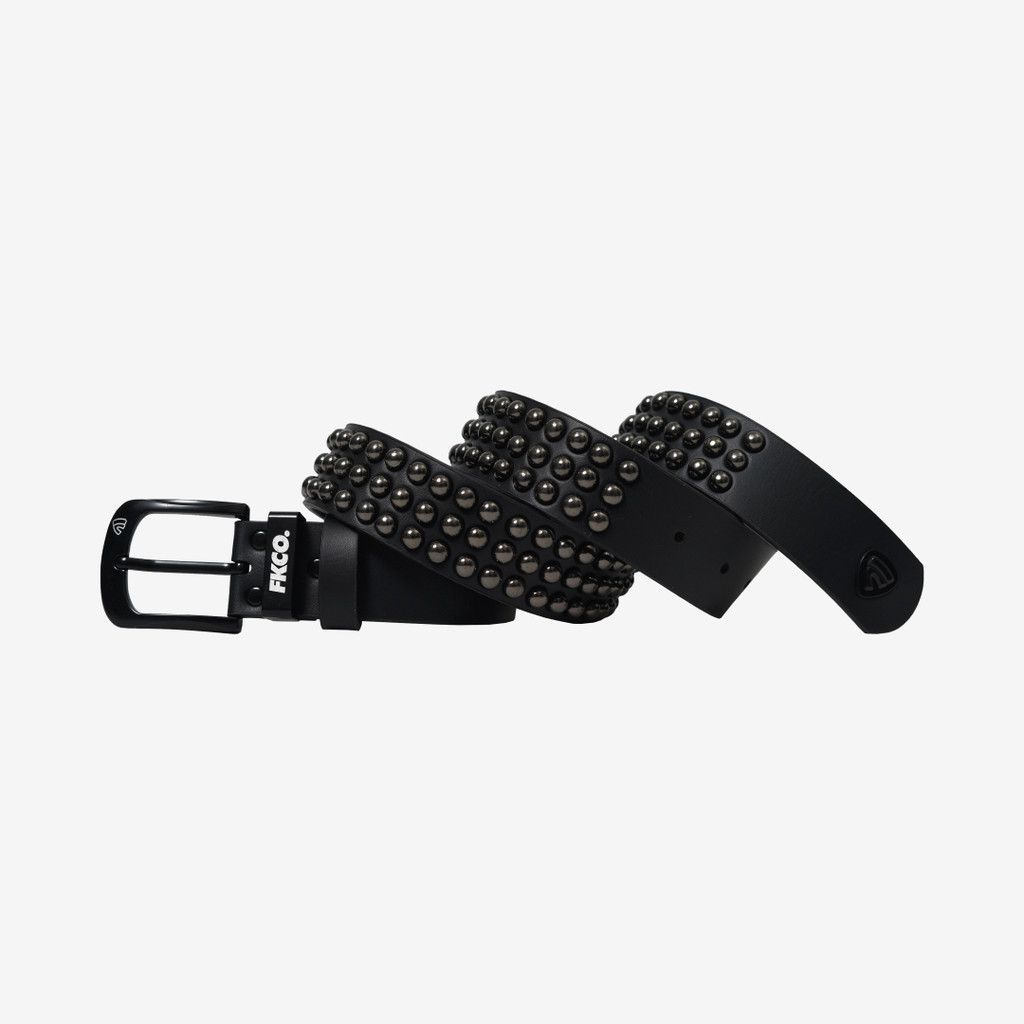 SYNTHETIC LEATHER BELT สําหรับผู้ชายผู้หญิง สีดํา STUD PUNK FRIDAY KILLER | RIDDANCE สีดํา