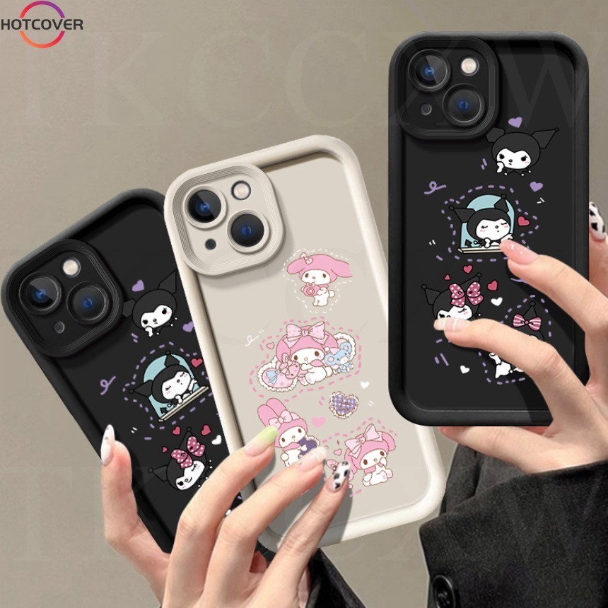 สําหรับ OPPO A57 A77 A77S A3X A56 A53S A58 A78 ปลอกคู่การ์ตูน Melody Kuromi คู่ Angel Eyes เคสโทรศัพท์นุ่มฝาครอบป้องกัน