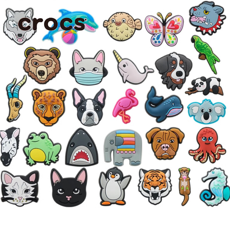 Crocs Jibbitz Animal series หัวเข็มขัดรองเท้า การ์ตูนแพนด้า charm Crocs ปลาหมึกยักษ์ ดอกไม้รองเท้า อุปกรณ์รองเท้าอุดตันลูกสุนัขที่ทันสมัยและน่ารัก