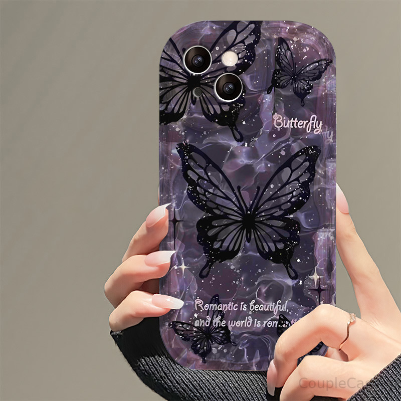 ซิลิโคน Softcase Clear Marvel กรณีทุกประเภท CASING hp XIAOMI REDMI 12C10C9A9C9T10A หมายเหตุ 12 11 10 9 8 11S12S 4G5G PRO Max POCO M3X3 NFC PRO กรณีความงามหญิง Android Butterfly XIAOMI REDMI น ่ ารัก Butterfly IPHONE Case-Starry Butterfly
