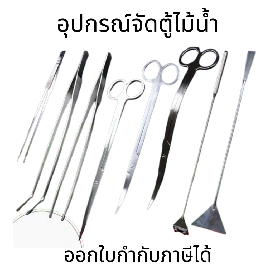 อุปกรณ์จัดตู้ไม้น้ำ สแตนเลส เครื่องมือจัดตู้ไม้น้ำ กรรไกร ฟอเซป อุปกรณ์ทำความสะอาด ที่เขี่ยปาดดิน