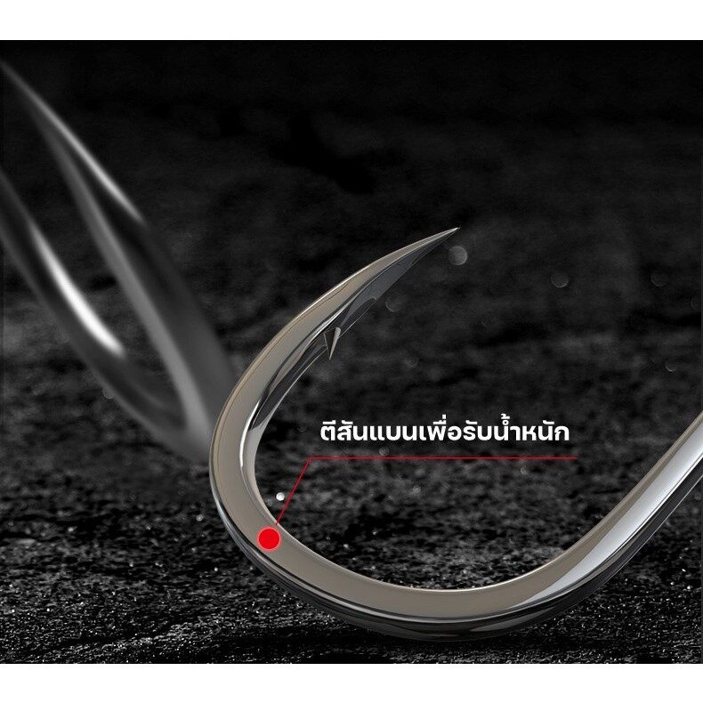 【จัดส่งทันที】100 ชิ้น  ตัวเบ็ดคม ทรงจินุสีดำ มีเงี่ยง ก้นแบนหน้าบิด รุ่น คมแข็ง2X  รับประกันคุณภาพทุกตัว เกษรคมมาก - รูปที่ 5