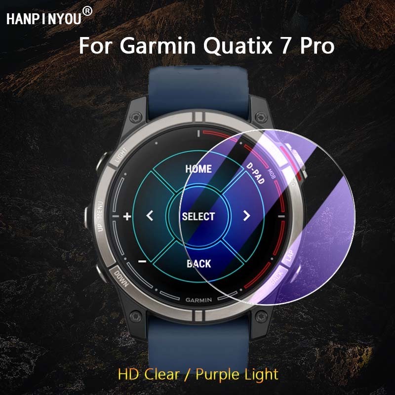 สําหรับ Garmin Quatix 7 Pro SmartWatch Ultra Clear/Anti Purple Light 2.5D ฟิล์มกระจกนิรภัยป้องกันหน้