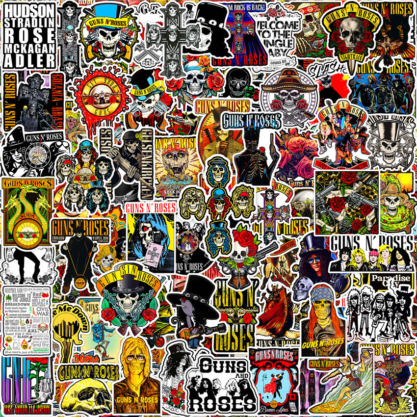 100ชิ้น/เซ็ต ☆ วงร็อค . สติ๊กเกอร์คู่มือไดอารี่ Guns N Roses Q-2 Mini ☆ DIY แฟชั่นสมุดภาพอัลบั้มตกแต
