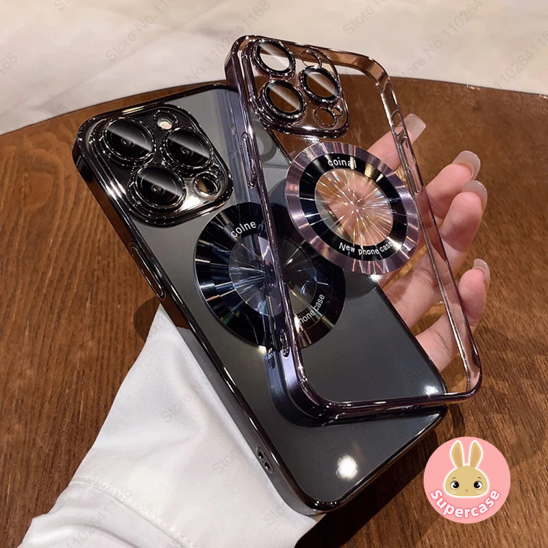 หรูหราชุบไร้สายชาร์จสําหรับxiaomi 15 Pro 14T Pro Redmi 14C 13 13C K70 Pro Ultra K70Eหมายเหตุ 14 Pro Plus Poco M6 Pro 4Gแม่เหล็กปกอ่อนพร้อมกล้องเลนส์Protector