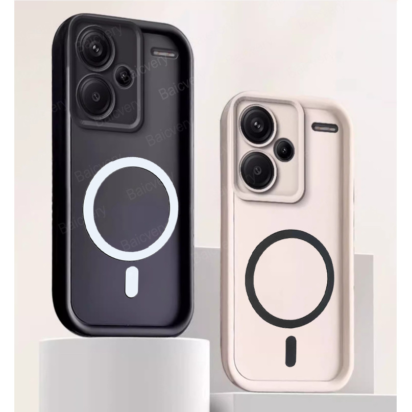เคสโทรศัพท์ Xiaomi Redmi Note 13 Pro + 23090RA98C คุณภาพสูงแม่เหล็กไร้สายชาร์จสติกเกอร์กล้องป้องกันเลนส์ฝาครอบ Soft TPU ซิลิโคน Matte Case
