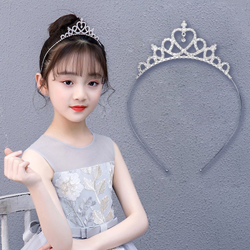 สาวคริสตัล Tiara Crown เงินเด ็ กเจ ้ าหญิงมงกุฎสําหรับวันเกิด Rhinestones Headbands เจ ้ าสาวงานแต ่ งงาน Headpieces สําหรับสาวและเด ็ กของขวัญ