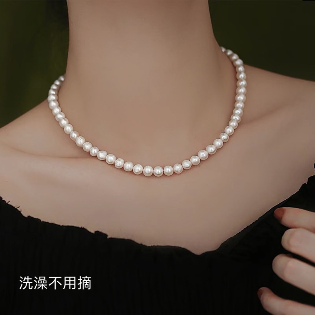 เหล็กไทเทเนียม Colorfast สไตล์ฮ่องกง Palace Princess Celebrity Round Shell Bead One Week Full Circle