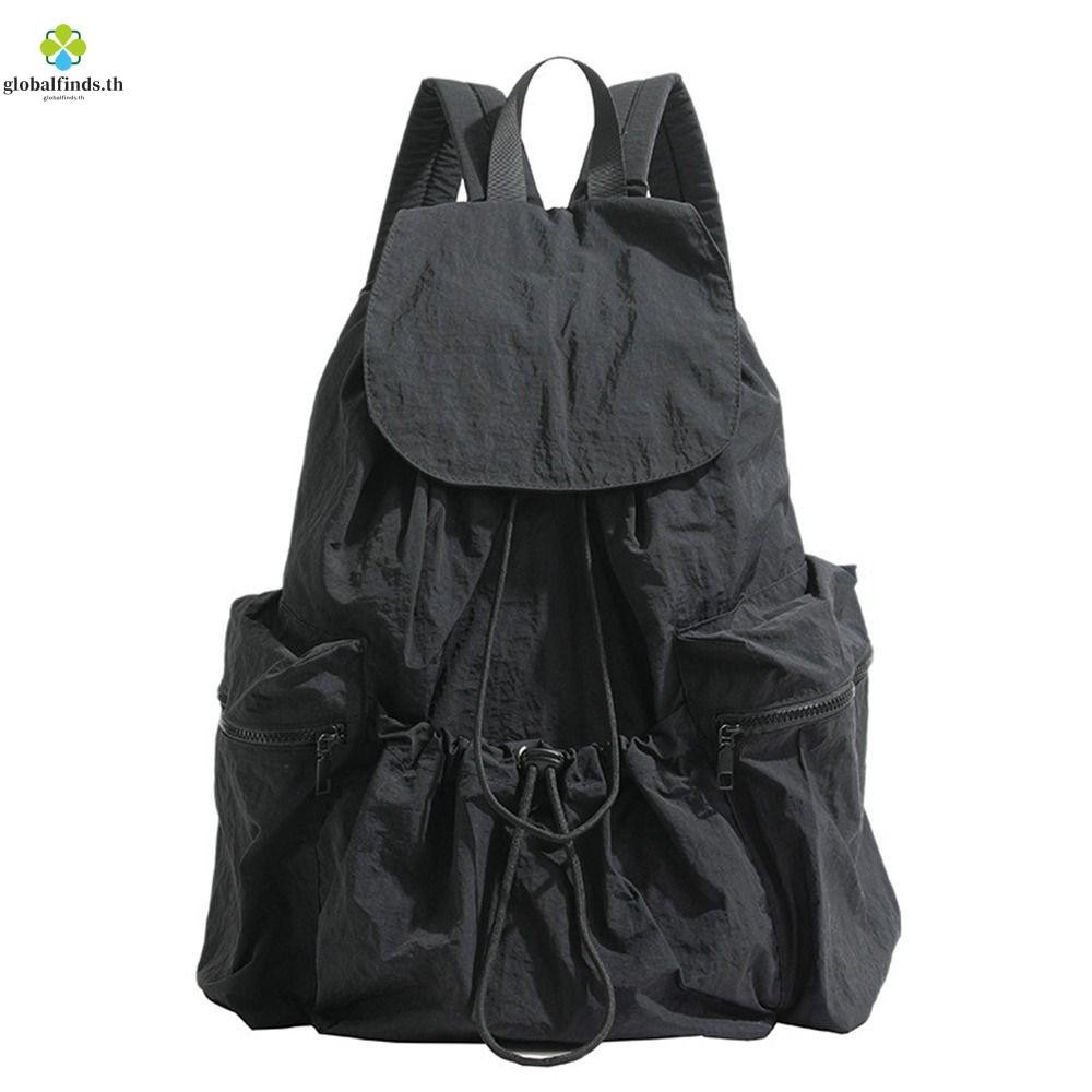 Lfids Drawstring Backpack, Korean Style Fold Light Soft Nylon Bag, Casual Large Capacity Niche Design Tote Bag Shoulder Bag Travel