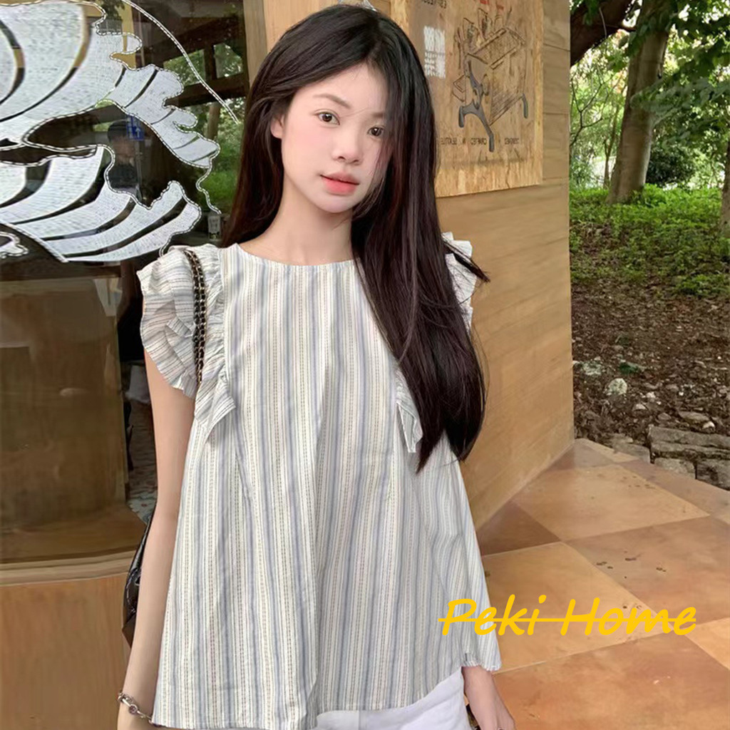 พร้อมส่งรุ่นขายดี!!!เสื้อแขนกุดแต่งระบาย