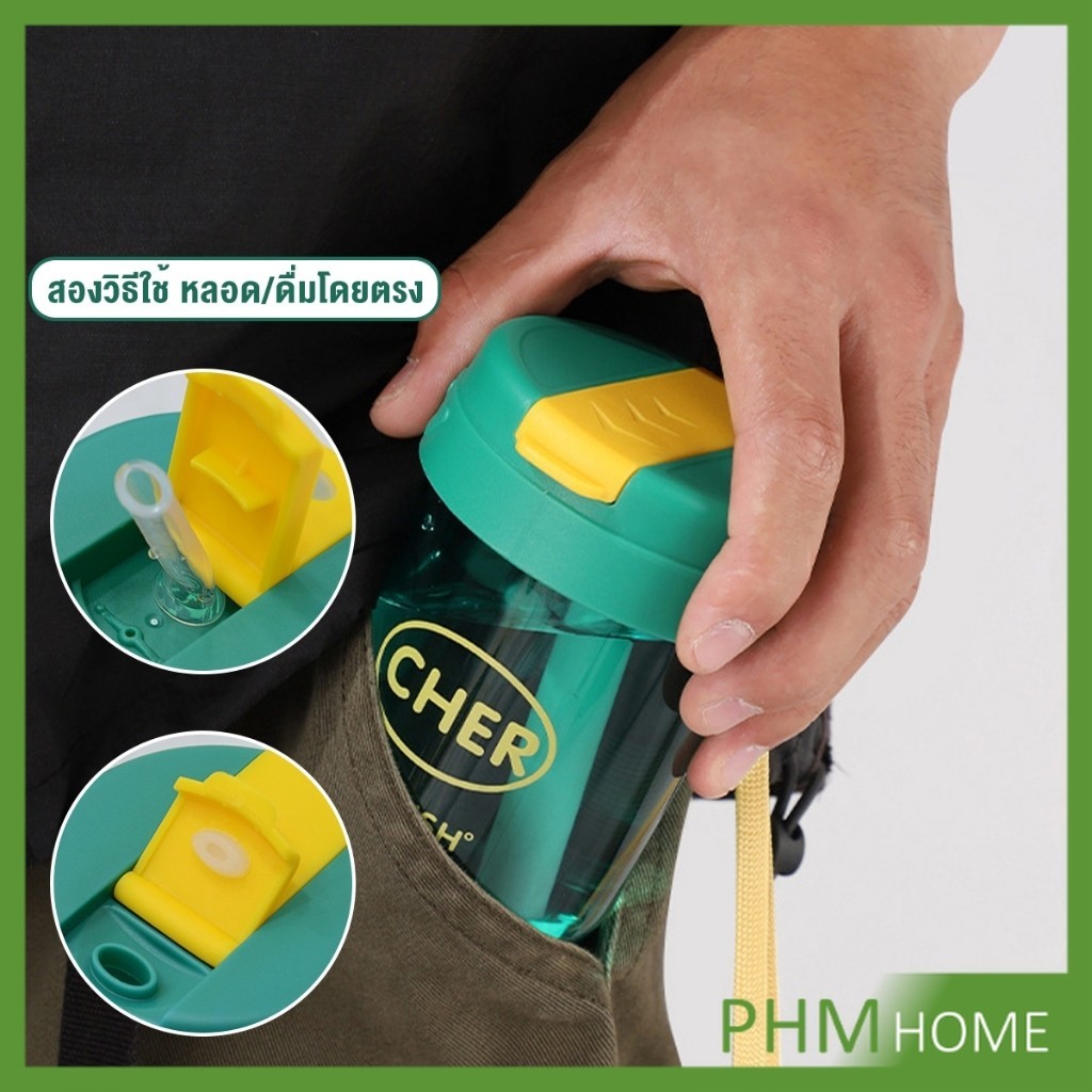 แก้วน้ำพลาสติก ใส่น้ำ ใส่นม 300ml ใช้ มีหลอด/เปิดฝาดื่มได้ Plastic cup - รูปที่ 4