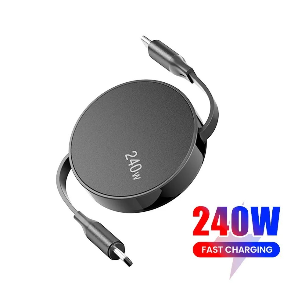 Twitch 1M PD240W สาย USB C แบบพับเก็บได้ Type-C ถึง Type C สายชาร์จเร็วสําหรับแล็ปท็อปโทรศัพท์มือถือแท็บเล็ต