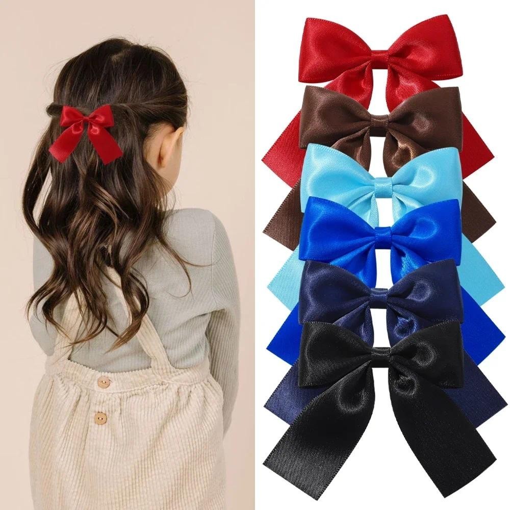 2pcs สีทึบ Bowknot คลิปผมสําหรับเด ็ กริบบิ ้ น Bows Hairpins สาว Boutique อุปกรณ ์ เสริมผมขายส ่ ง - รูปที่ 5
