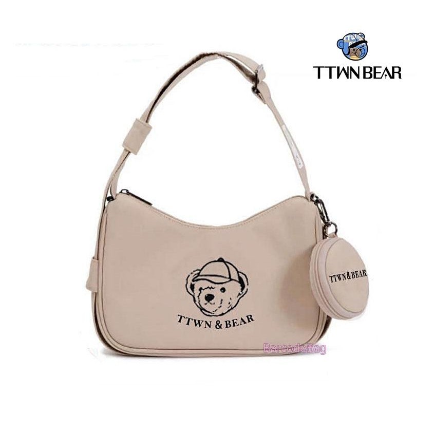 TTWN BEAR กระเป๋าสะพายข้างทรงพอช ผ้าไนลอน น้ำหนักเบา แถมใบลูก TN-3740