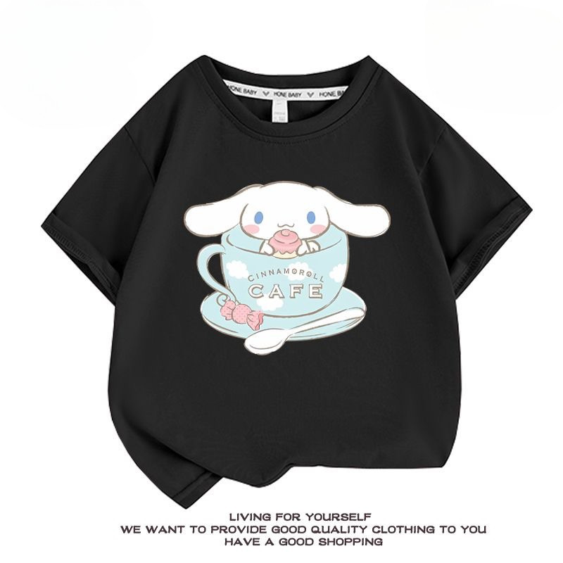 ฤดูร้อนใหม่เด็กผู้หญิง Cinnamoroll แขนสั้นเสื้อยืดเด็ก Sweet Baby ชุดลําลอง