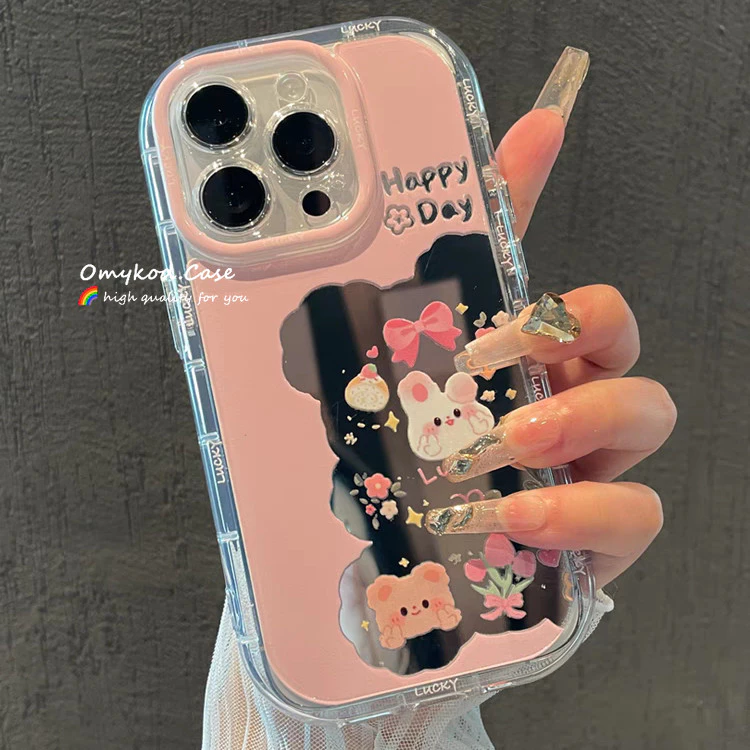 เคสกระจกการ์ตูนสำหรับ iPhone 16 15 14 13 12 11 Pro Max XR XS Max 7 Plus thumbnail 7