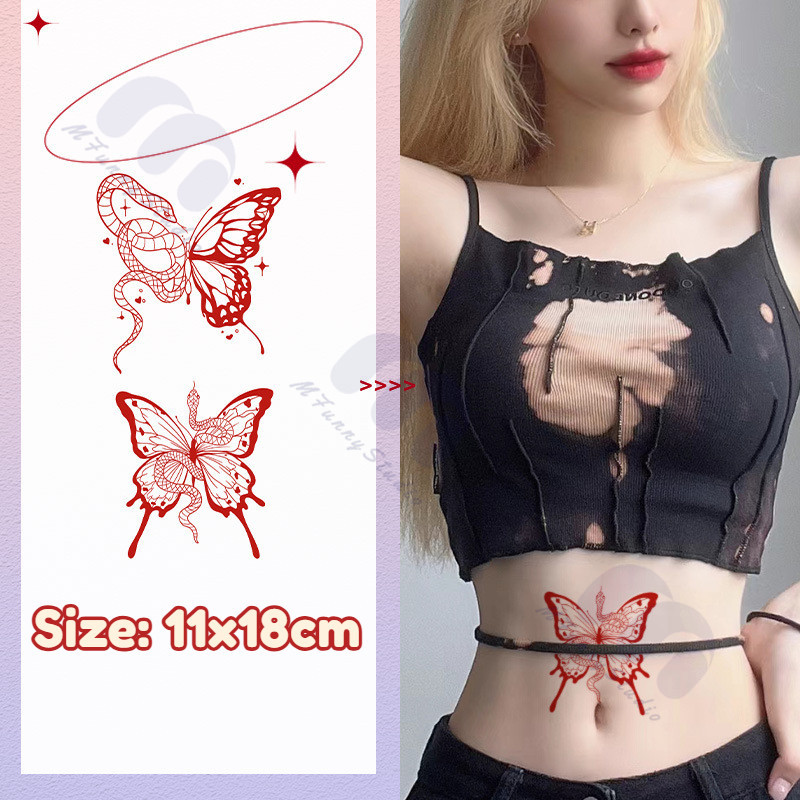 【 Mf Magic Tattoo 】 รอยสักชั ่ วคราวงูผีเสื ้ อติดทนนาน 7-15 วันกันน ้ ําป ้ องกันการขัดถู