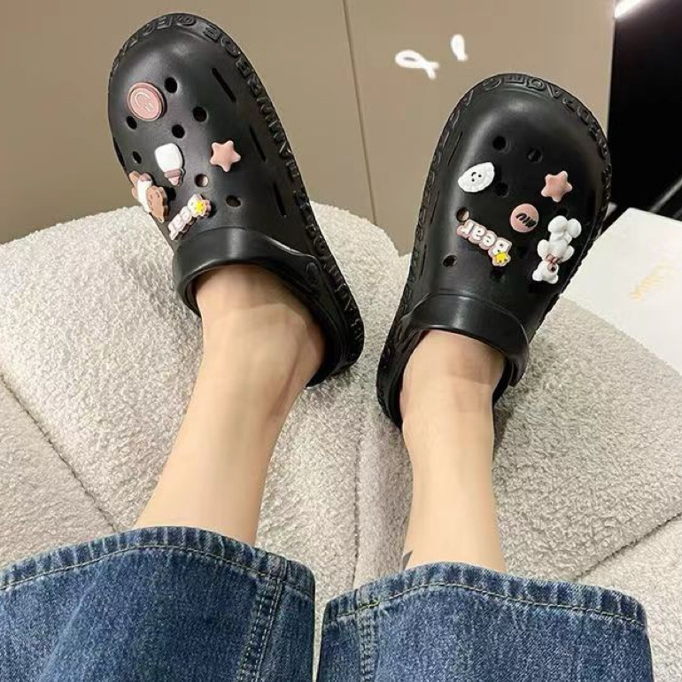 Destin🩰พร้อมส่งจากไทย🛒  (TO-633) รองเท้าแตะยางนิ่มแบบสวมรัดส้น ลายสัตน์น่ารัก พื้นหนา กันลื่น ลายการ์ตูนน่ารัก DIY