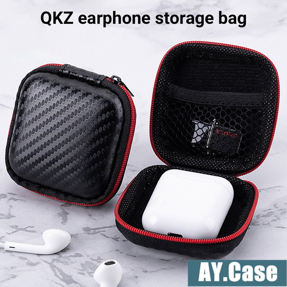[ส่งเร็ว 1 วัน] QKZ กล่องเก็บหูฟัง ลายเคฟล่า บุกำมะหยี่ earphone case ใช้เก็บ สายเคเบิ้ล อุปกรณ์เสริมต่างๆ