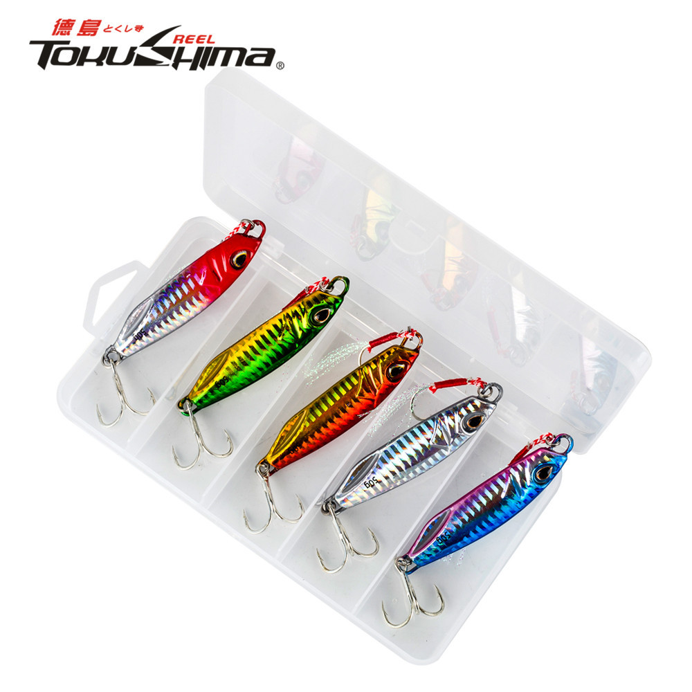 5 ชิ้น/ล็อตโลหะหล่อจิ๊กเหยื่อตกปลา 10-20 กรัมช้า Jigging Pike ปลาช้อนประดิษฐ์ปลากะพงเหยื่อตกปลา
