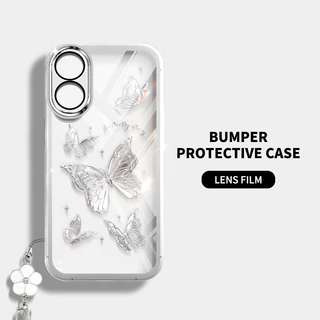 Ybd INSสไตล์เคสโทรศัพท์สําหรับOPPO A3X A79 A59 A18 A38 A58 A17 A17K A78 A98 F23 A1 Pro Reno 8T A60 4G 5G Nicheผีเสื้อปลอกเลนส์ป้องกัน