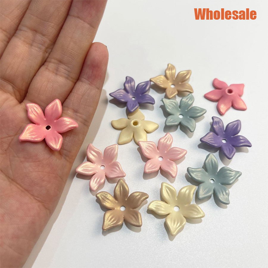 50 ชิ้น 22 มม.อะคริลิคสี Pearlescent Magic สีห้ากลีบดอกไม้ลูกปัด Hairpin วัสดุ DIY ต่างหูจี้ทําด้วยมือ