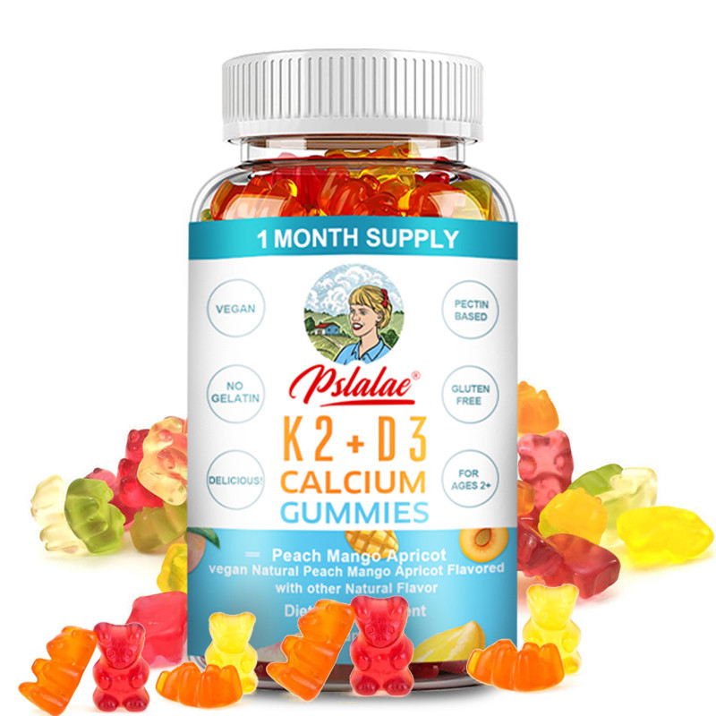 วิตามิน D3 + K2 แคลเซียม ( มะม ่ วงพีชและแอปริคอท , หัวใจกระดูก - 30/60/100 Gummies