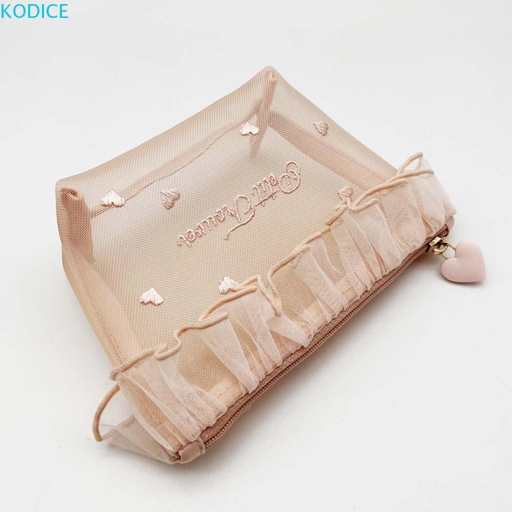 Kodice กระเป๋าเครื่องสําอางตาข่าย,กระเป๋าถือซิปตาข่ายกระเป๋าใส่เหรียญ,ตาข่ายซิปกระเป๋าเครื่องสําอางล้างกระเป๋าขนาดใหญ่ความจุตาข่ายกระเป๋ากลางแจ้ง