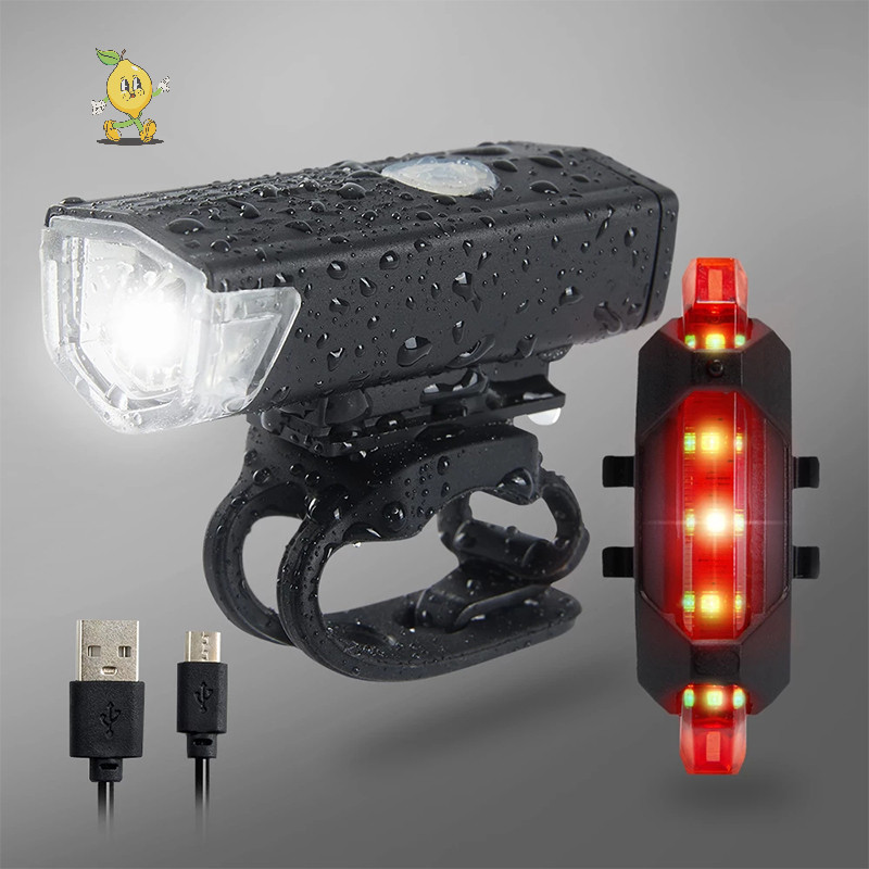 [mozh] ไฟจักรยาน USB LED แบบชาร์จไฟได้ชุดไฟหน้าด้านหลังไฟฉายไฟขี่จักรยานอุปกรณ์ปั่นจักรยาน [TH]