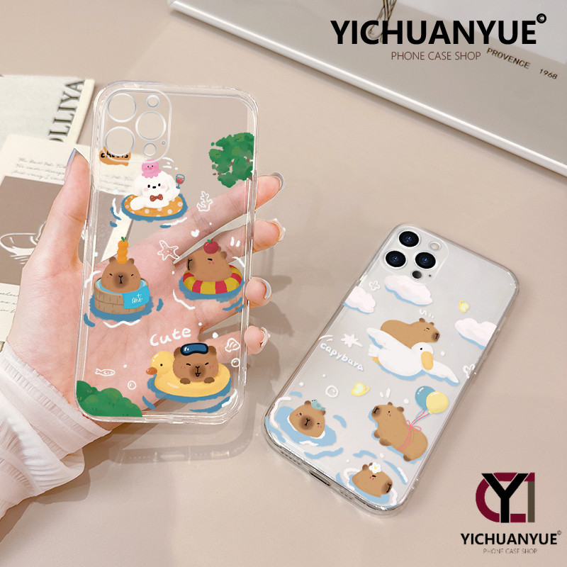 YICHUANYUE - for เคส iphone 14 15 เคสไอโฟน11 เคสไอโฟน 13 pro max xs xr se2 การ์ตูน คาปิบาร่า เคส เคส