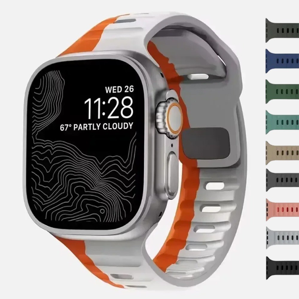 สายรัดซิลิโคนอ่อนนุ่มเข้ากันได้สําหรับแอปเปิ้ลดูอัลตร้า3 2 1 49มิลลิเมตร46มิลลิเมตร45มิลลิเมตร41มิลลิเมตร44มิลลิเมตร40มิลลิเมตร42มิลลิเมตร38มิลลิเมตร11 10 9 8 7 6 5 4 3