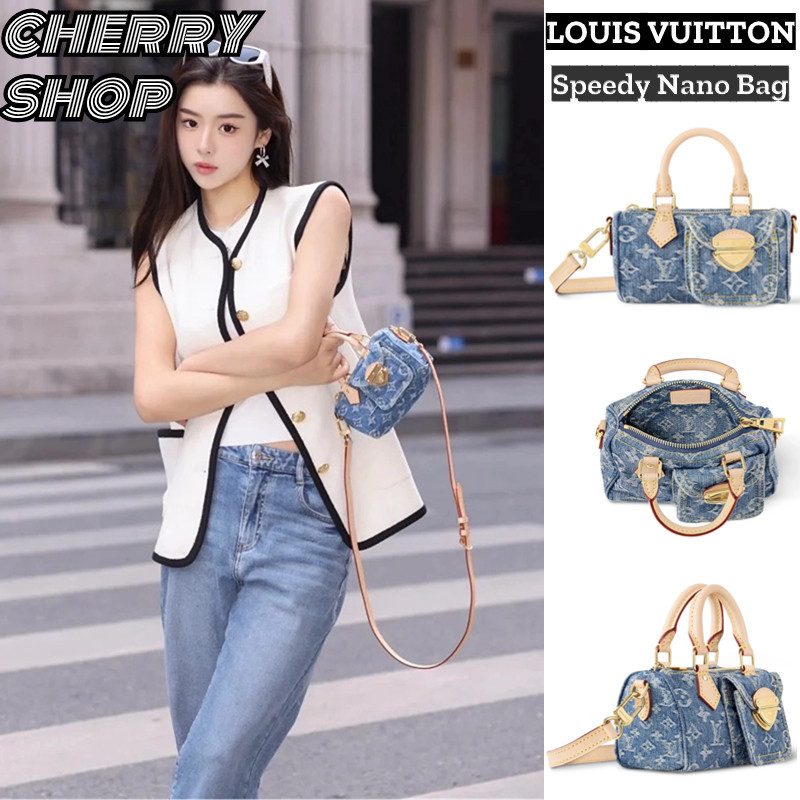 ��หลุยส์ วิตตอง��Louis Vuitton LV Speedy Nano Bag สายสะพายไหล่ถอดได้ กระเป๋าถือ��