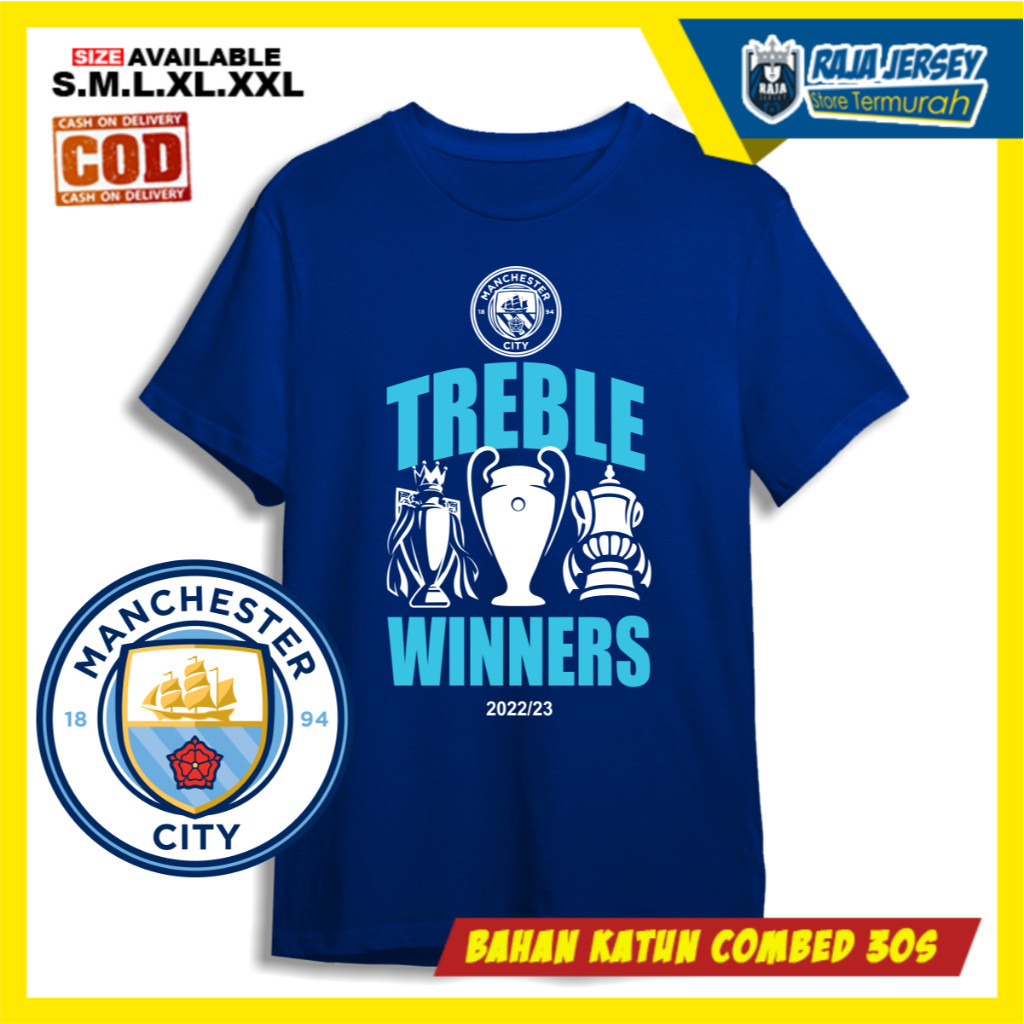 เสื ้ อยืดฟุตบอล MAN CITY TREBLE WINNERS MAN CITY MCUS-5XL