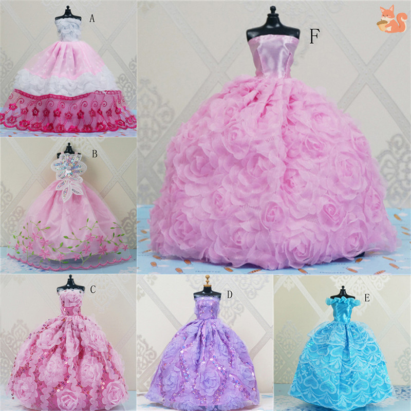[BI ] Handmade Princess Wedding Party Dress Clothes Gown For Dolls Gift TH