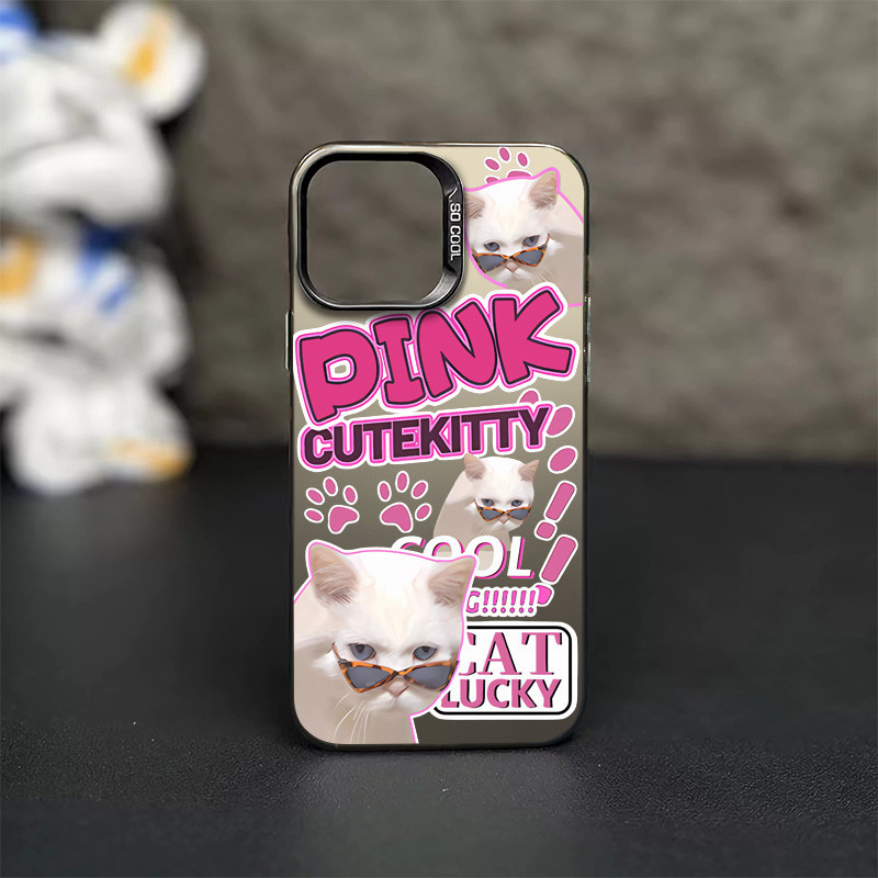 Creative Sweet Cool ภาษาอังกฤษแมวสีขาวเคสโทรศัพท์สําหรับ IPhone 15 14 13 12 11 Pro Max XR X/XS Max 7 8 Plus ประณีตรูปลักษณ์ที่สวยงามเคสโทรศัพท์